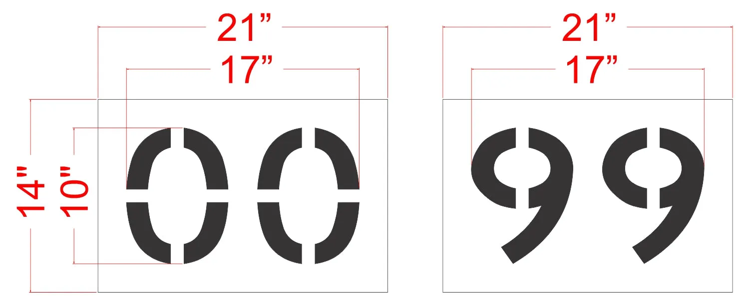 10" 2 Digit Number Stencil Kit 00-99