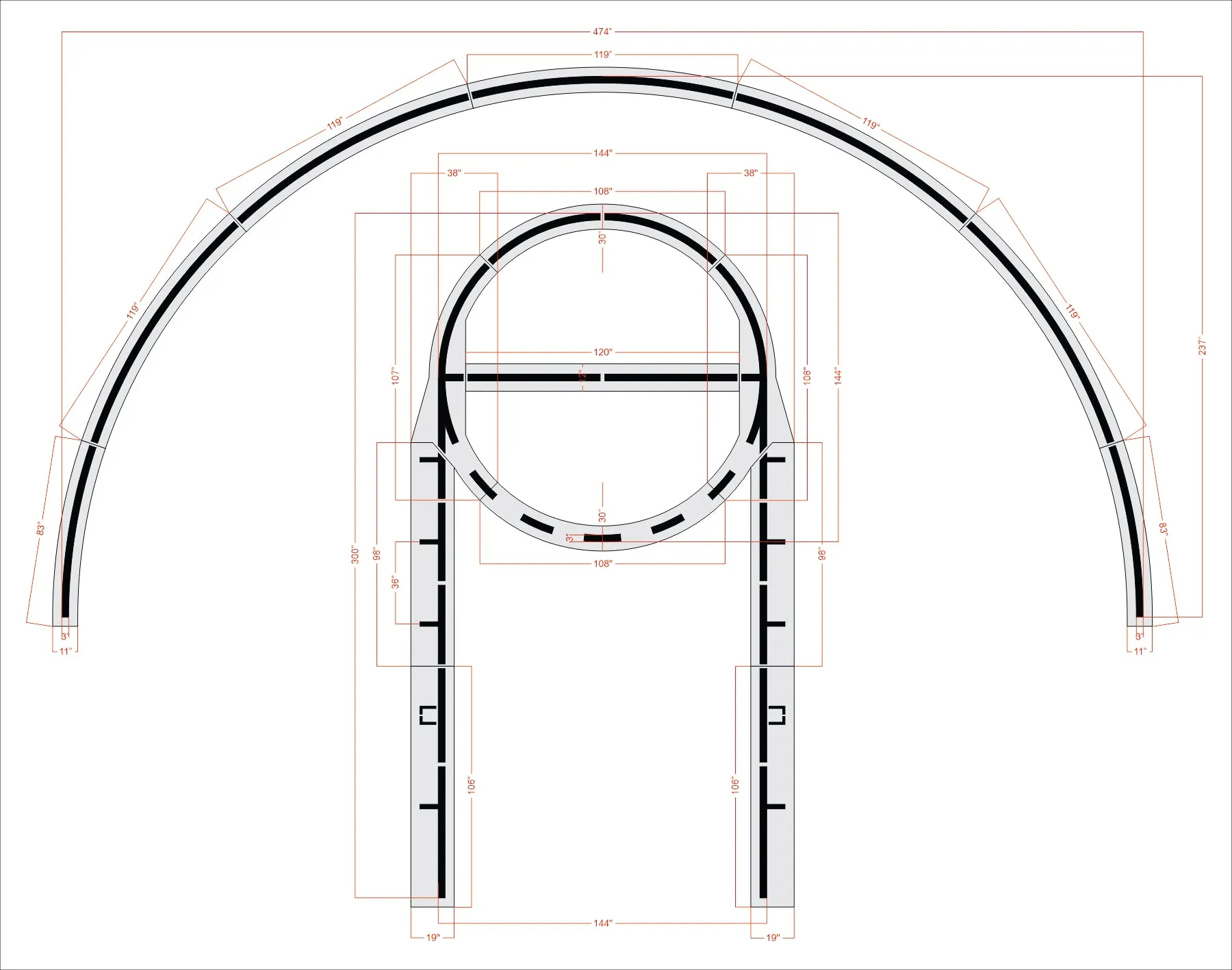 12 x 25ft Basketball Court Stencil Set