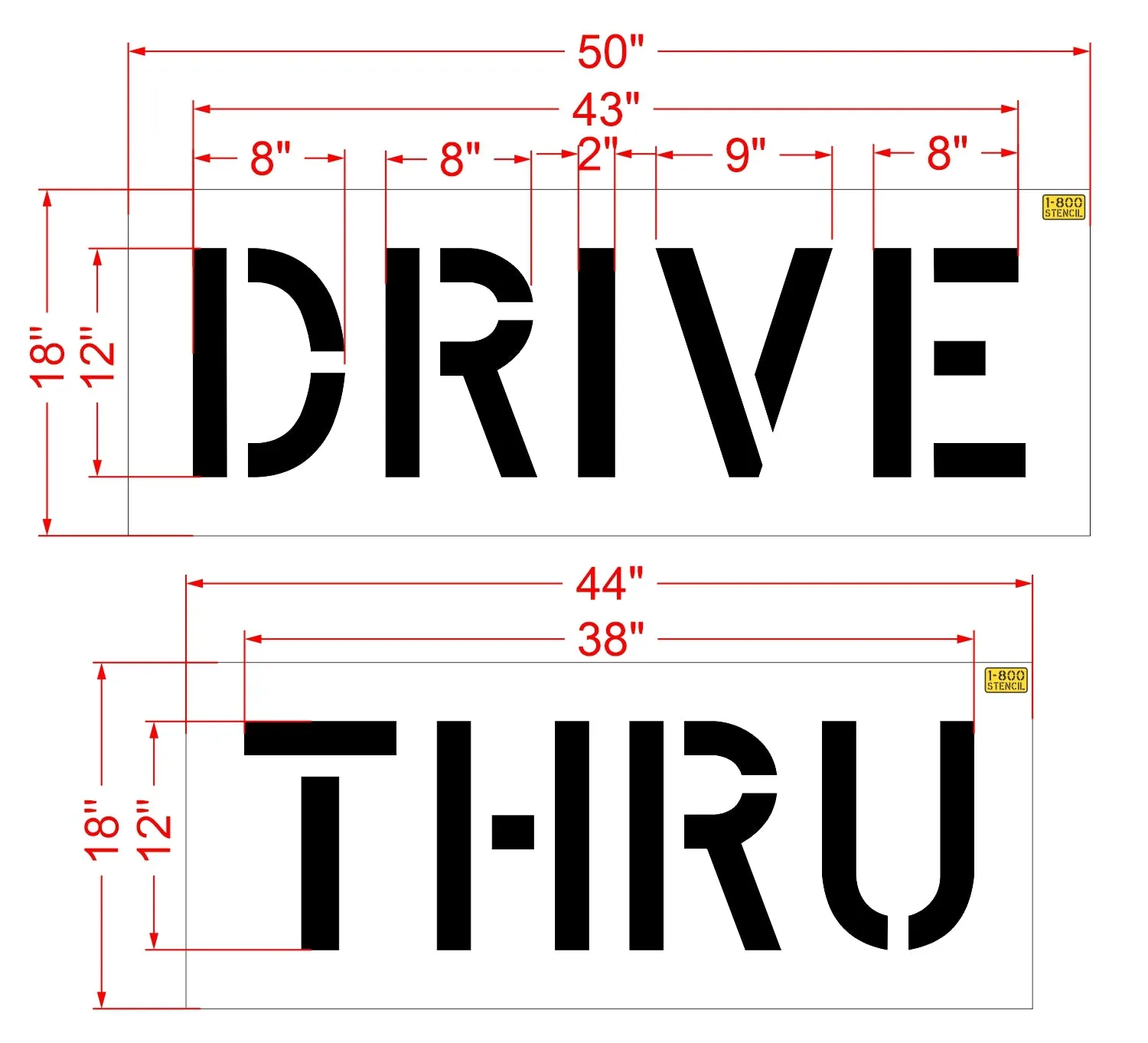 12" DRIVE THRU Stencil - {2pc}
