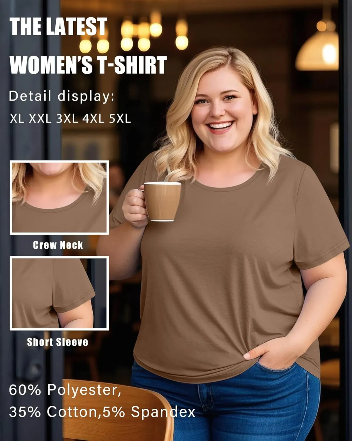 3 Pack Women's Plus Size Cotton Shirts, Scoop Neck Short Sleeve Casual Tops Summer Basic Tunic Tees