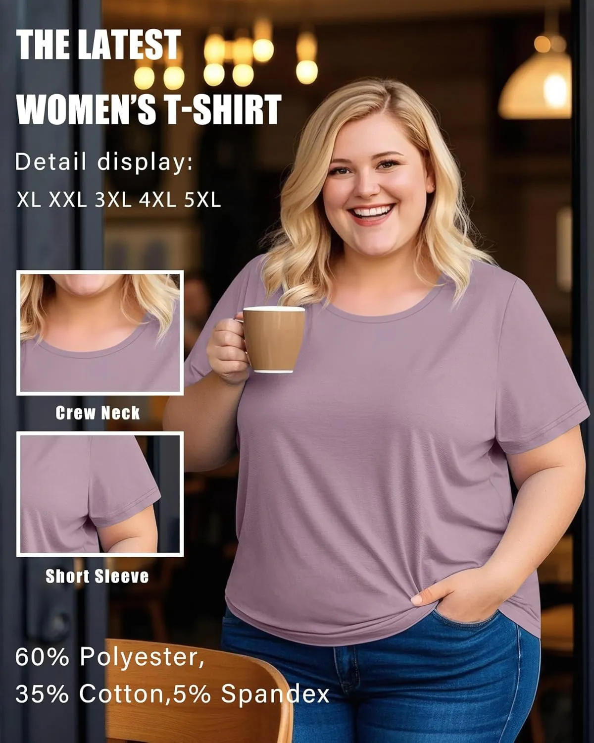 3 Pack Women's Plus Size Cotton Shirts, Scoop Neck Short Sleeve Casual Tops Summer Basic Tunic Tees