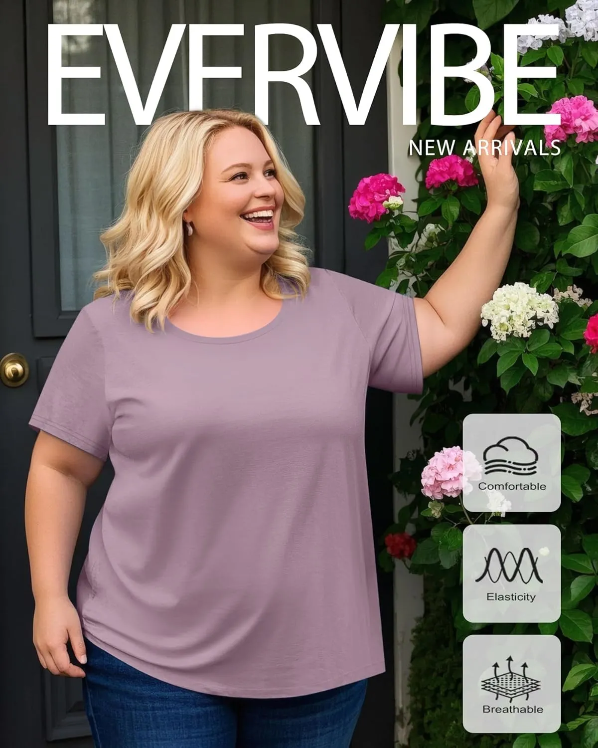 3 Pack Women's Plus Size Cotton Shirts, Scoop Neck Short Sleeve Casual Tops Summer Basic Tunic Tees