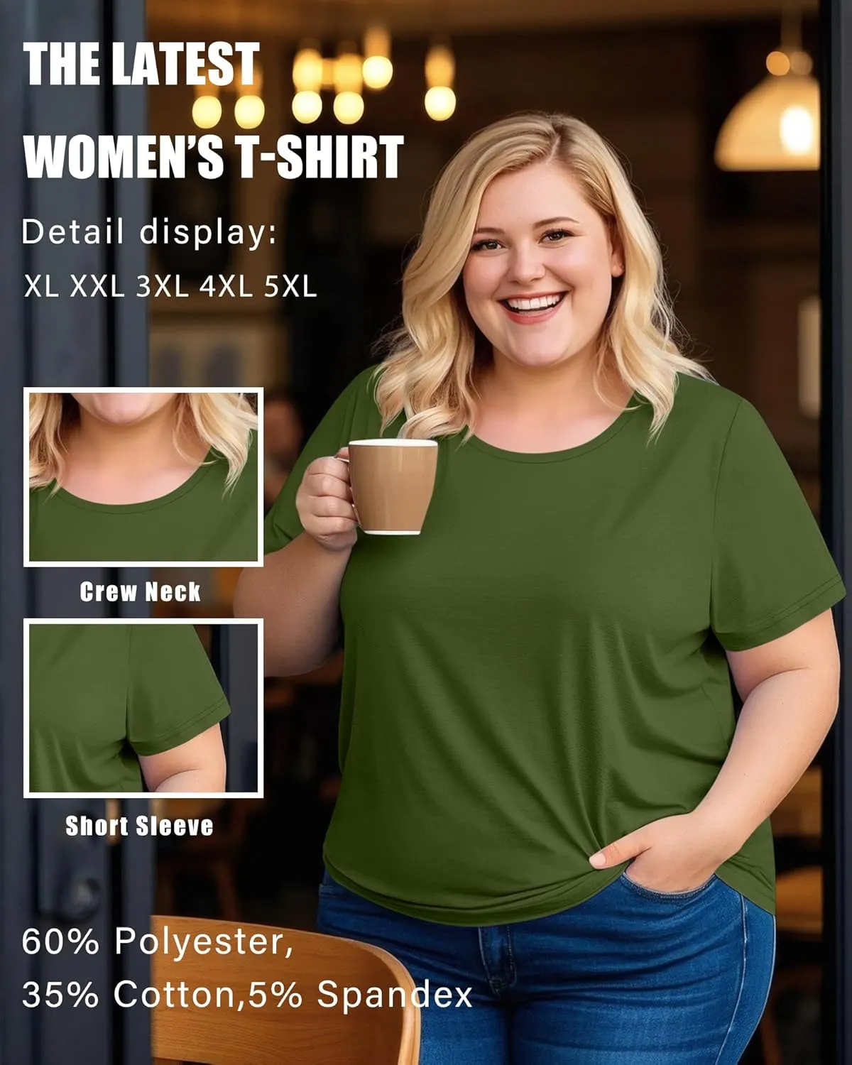 3 Pack Women's Plus Size Cotton Shirts, Scoop Neck Short Sleeve Casual Tops Summer Basic Tunic Tees
