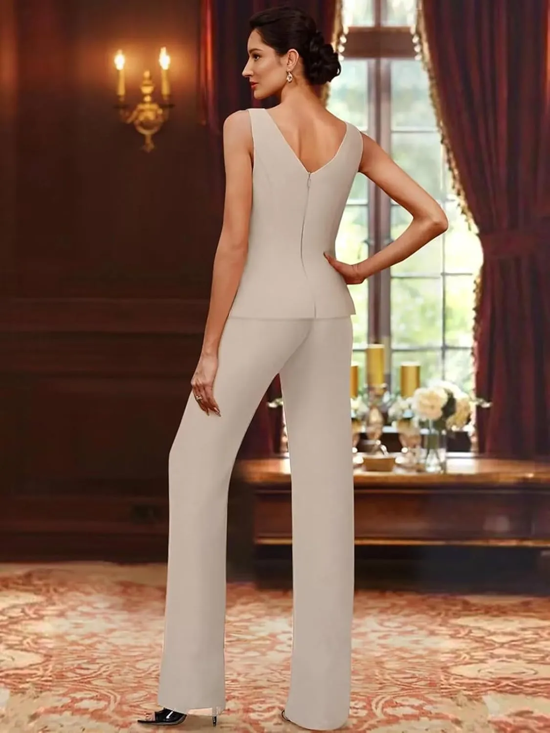 3 Pieces Mother of The Bride Pant Suits Sequin Chiffon Pant Suits for Wedding Formal Women