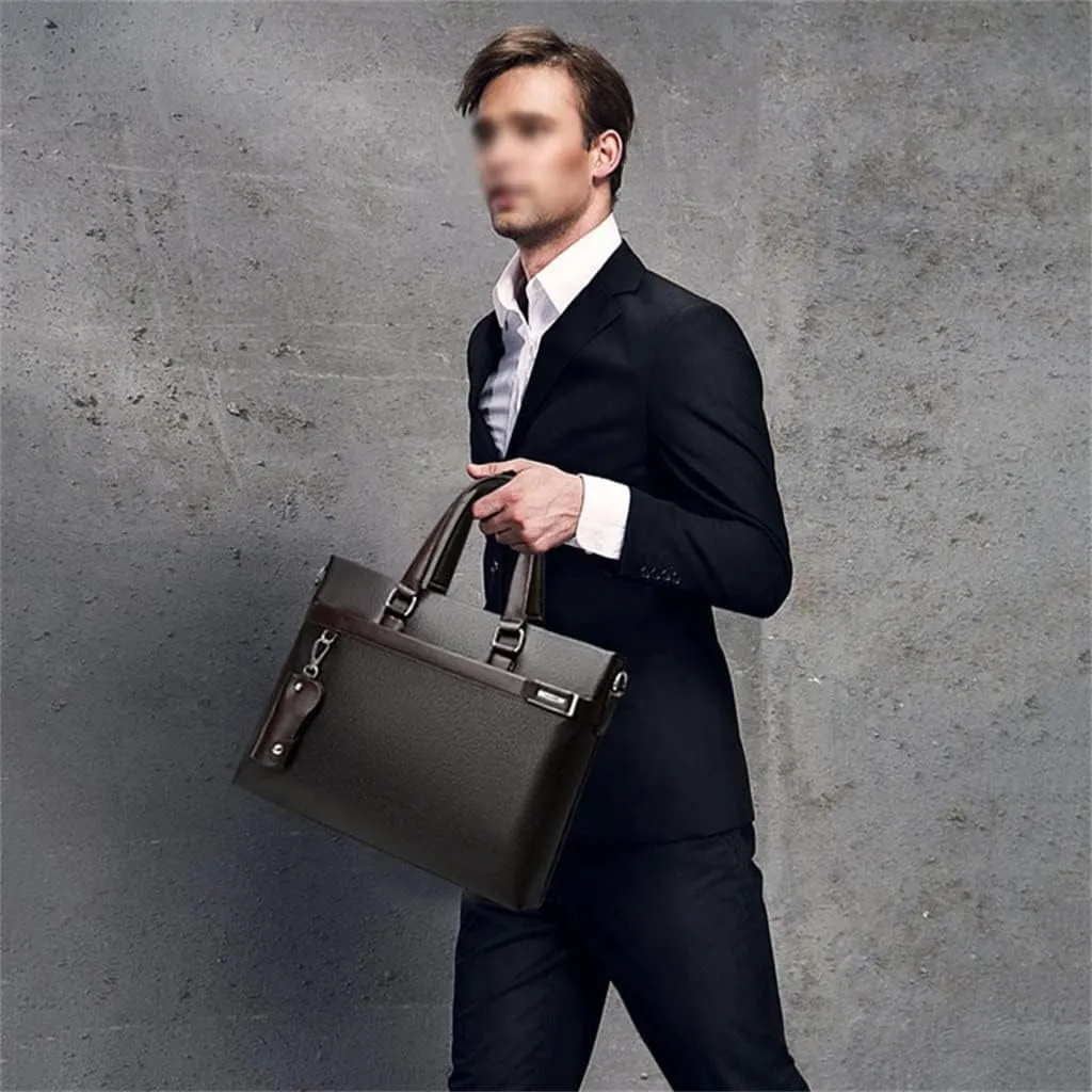 3pcs Set Men Briefcase Leather Male Business Office Bags Men's Briefcase Brown Laptop Briefcase