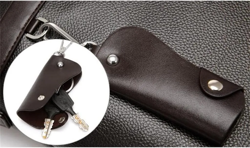 3pcs Set Men Briefcase Leather Male Business Office Bags Men's Briefcase Brown Laptop Briefcase