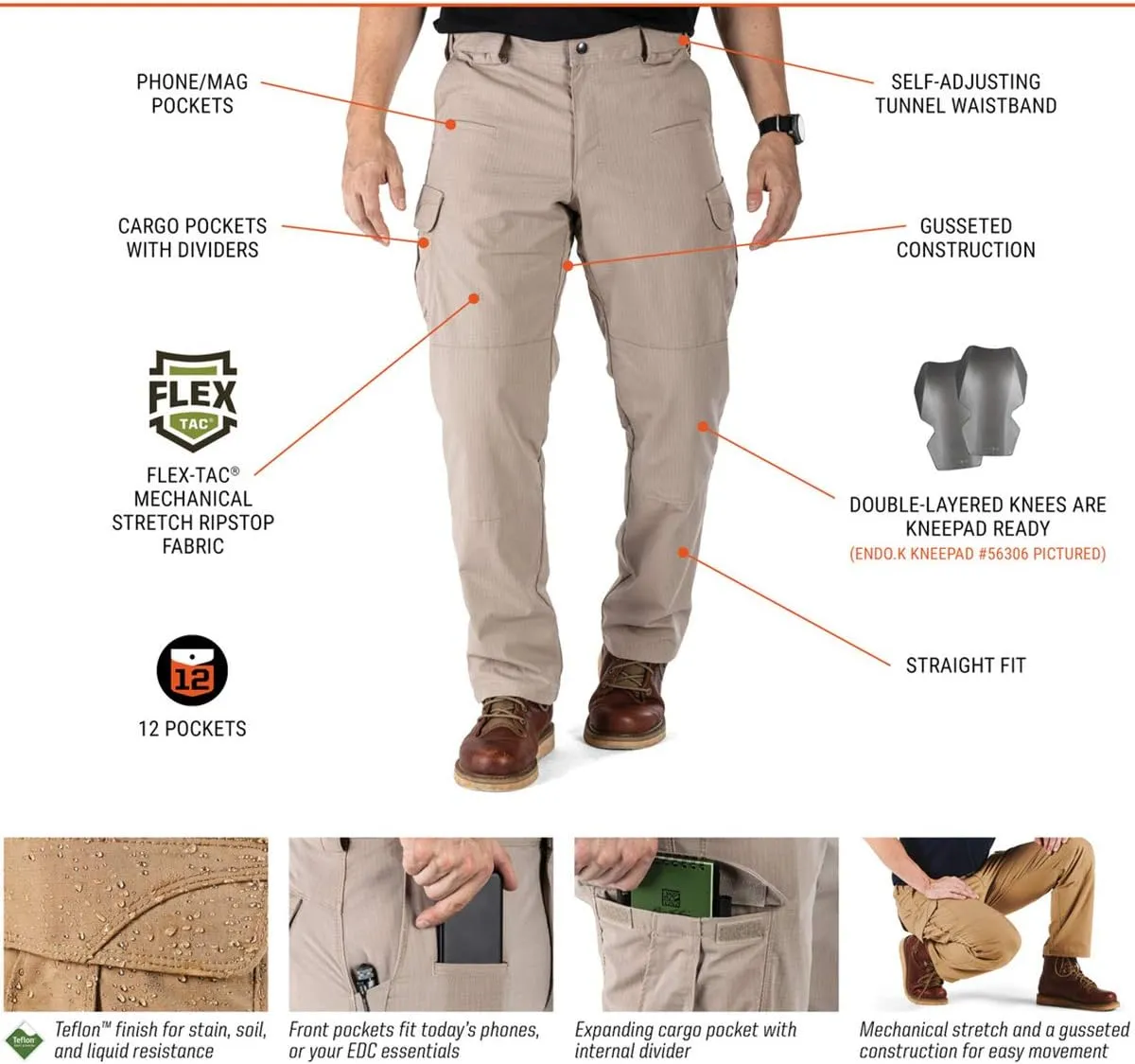 5.11 Tactical Men's Stryke Operator Uniform Pants w/Flex-Tac Mechanical Stretch, Style 74369
