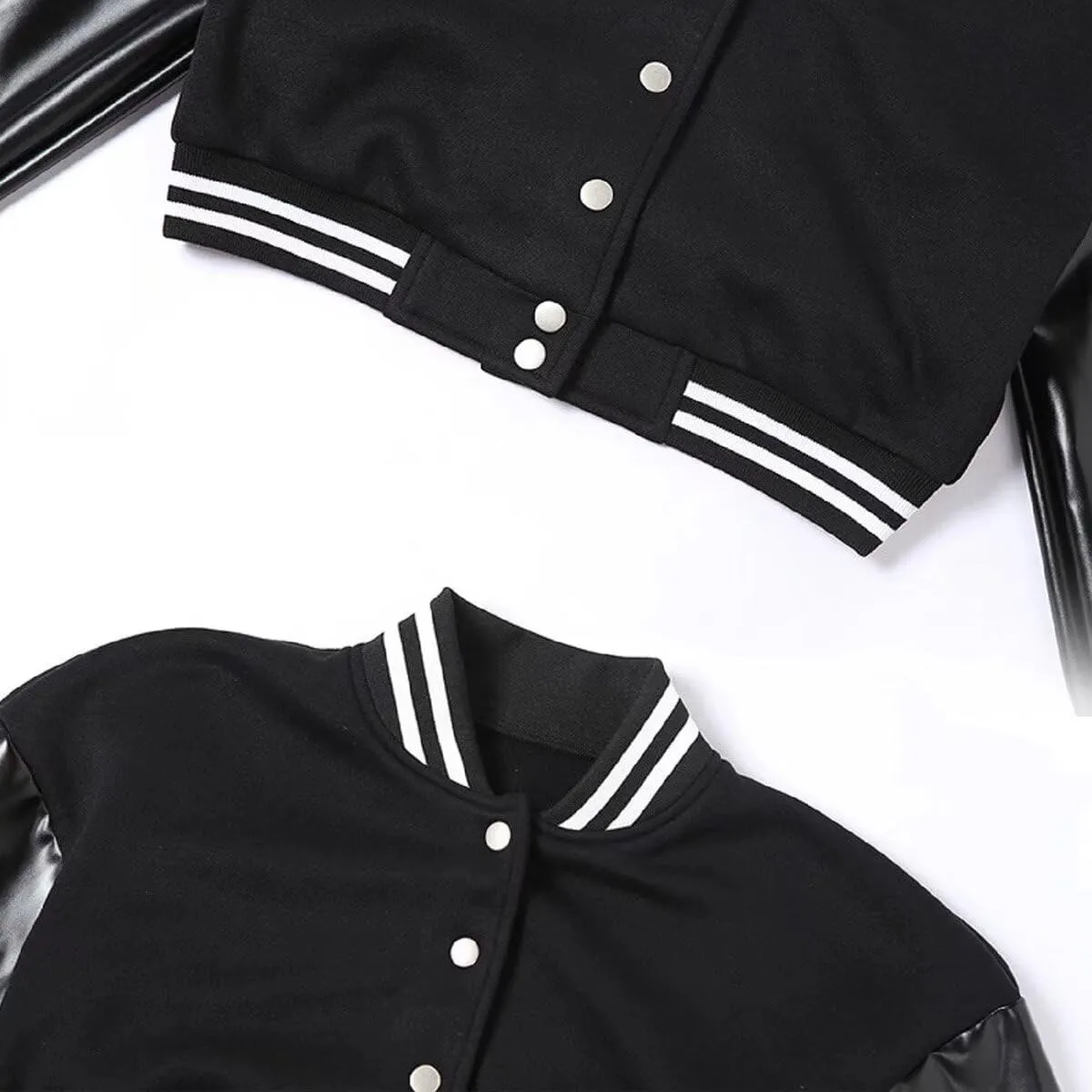 ACEFAST INC Womens Crop Varsity Jacket Letterman Baseball Jacket Bomber Vintage Y2k Streetwear Short Coat