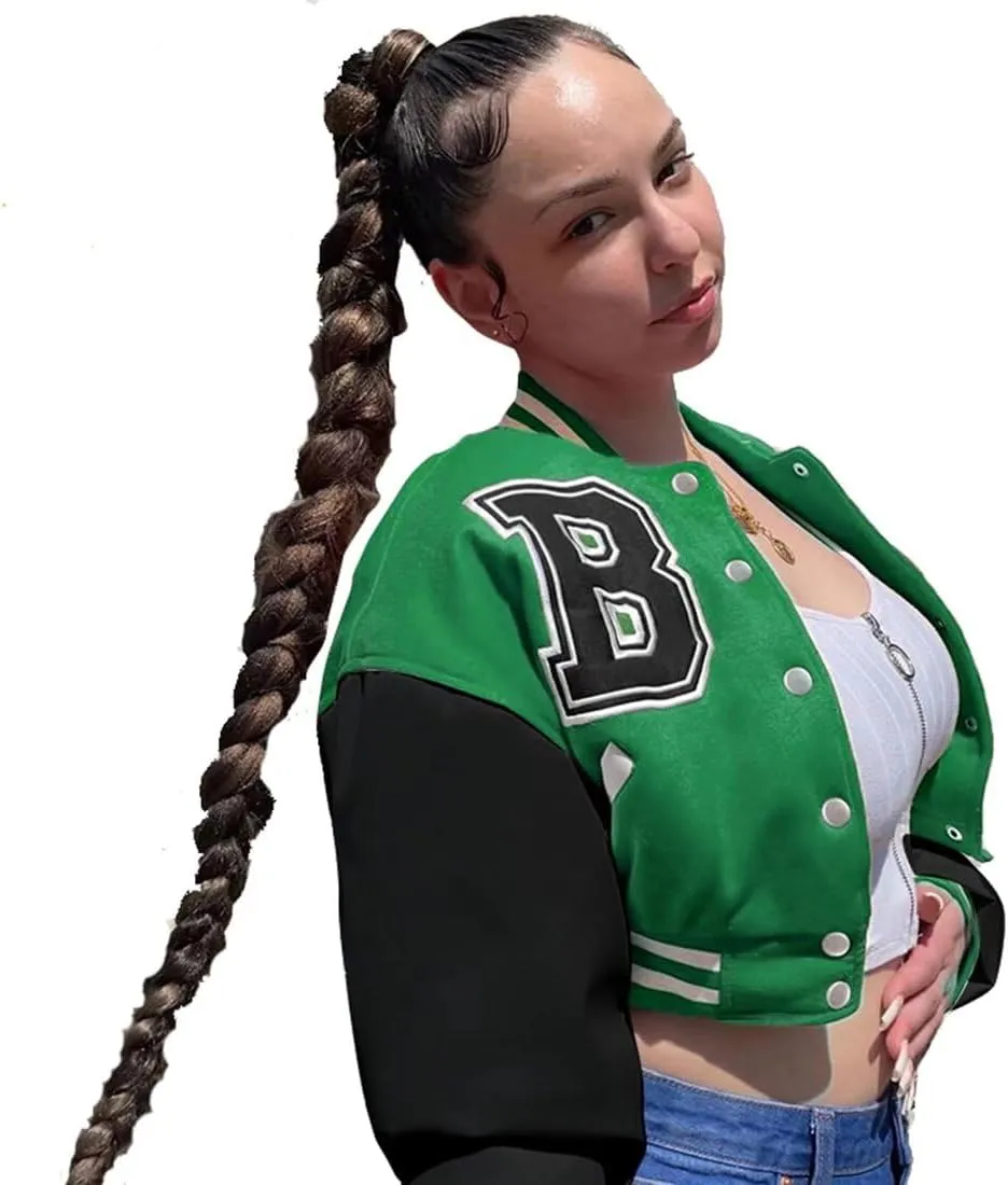 ACEFAST INC Womens Crop Varsity Jacket Letterman Baseball Jacket Bomber Vintage Y2k Streetwear Short Coat