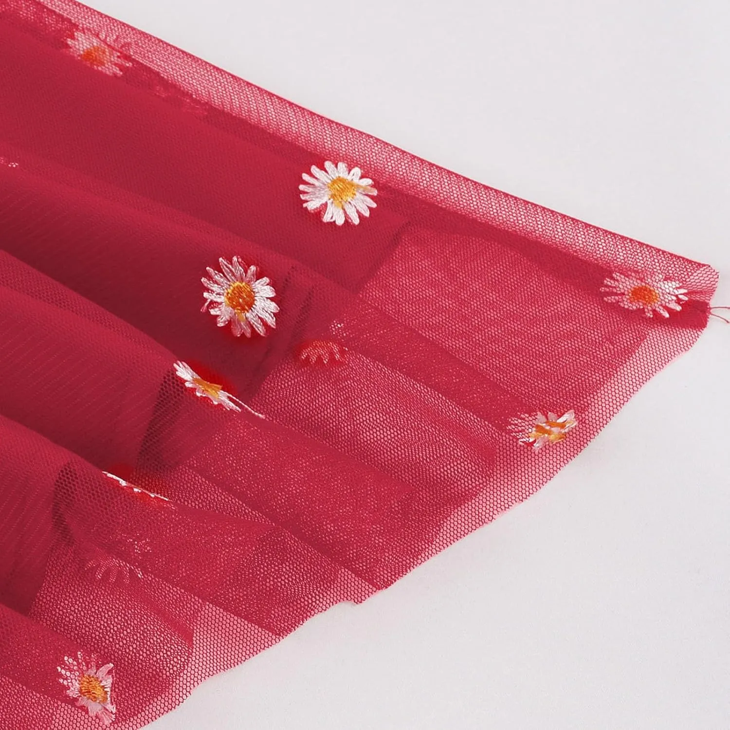 Adult A-line Tulle Skirt Bridesmaid Pleated Skirt for Women High Waist Layered Skirt Floral Print Mesh Midi Skirts
