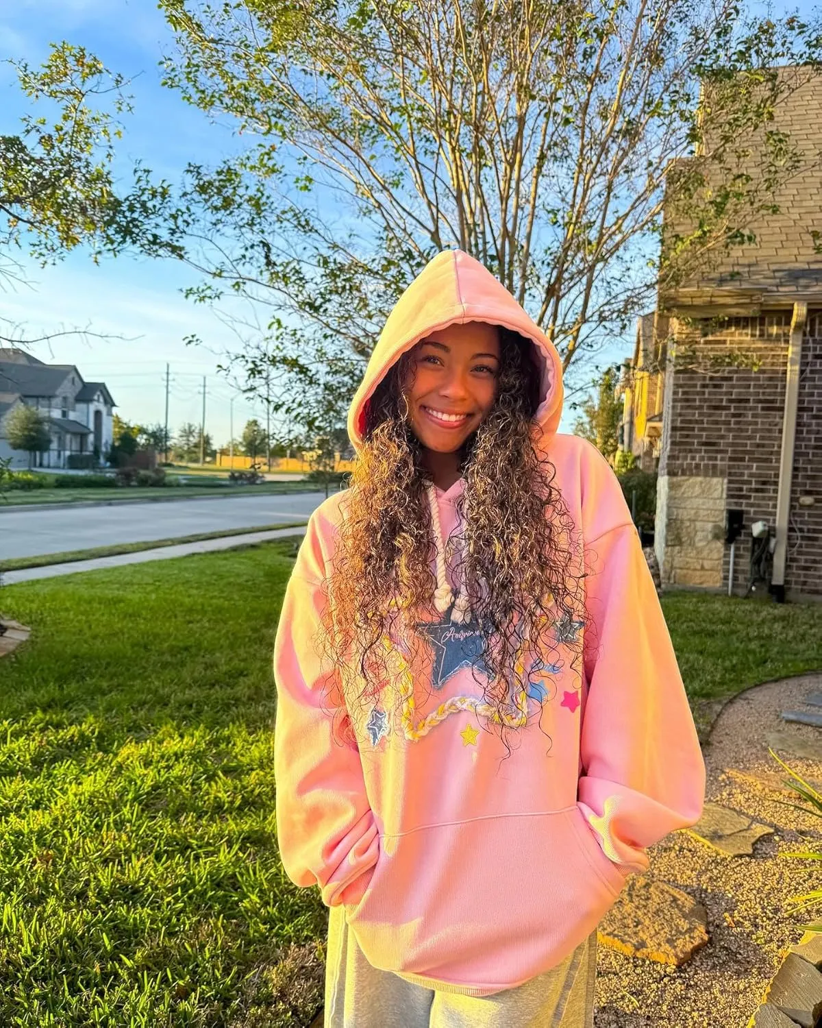 Aelfric Eden Womens Oversized Hoodies Star Graphic Fleece Hooded Streetwear Unisex Sweatshirts Pullover with Pocket