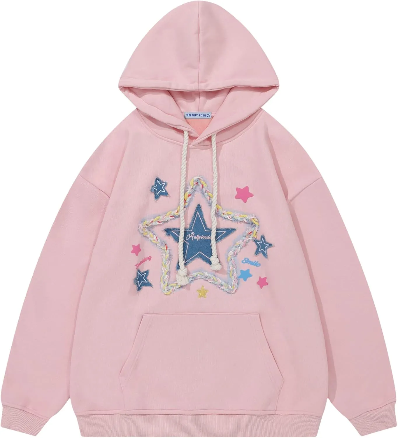 Aelfric Eden Womens Oversized Hoodies Star Graphic Fleece Hooded Streetwear Unisex Sweatshirts Pullover with Pocket