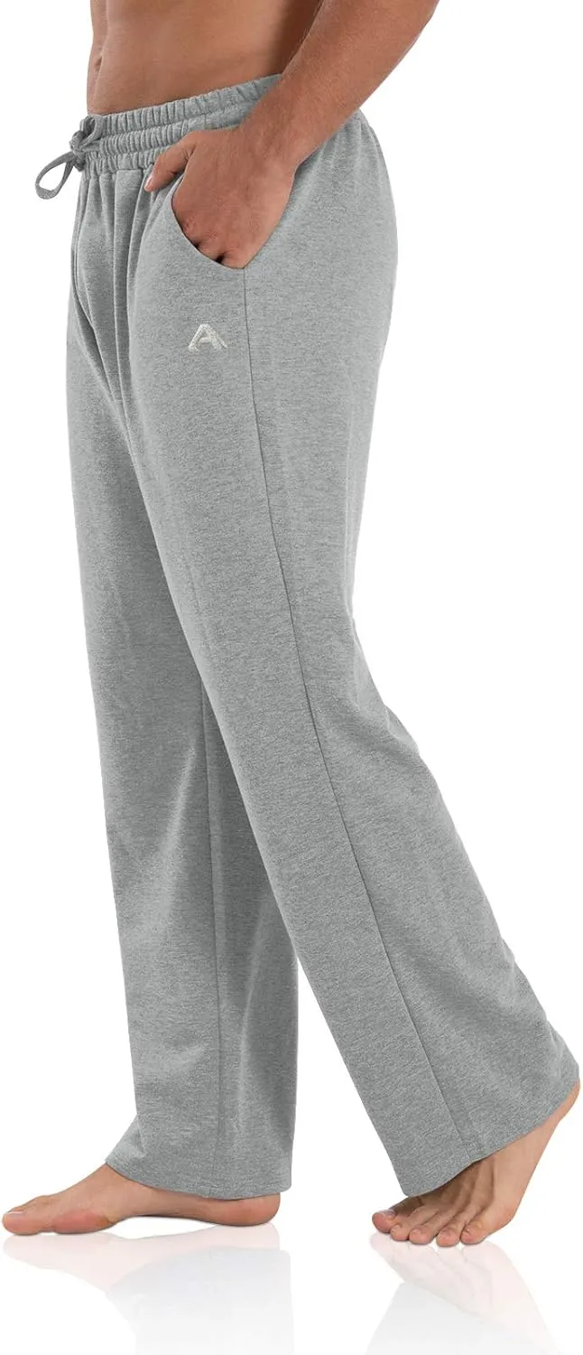 Agnes Urban Men's Joggers Sweatpants Open Bottom Straight Leg Casual Loose Fit Running Athletic Jersey Pants with Pockets