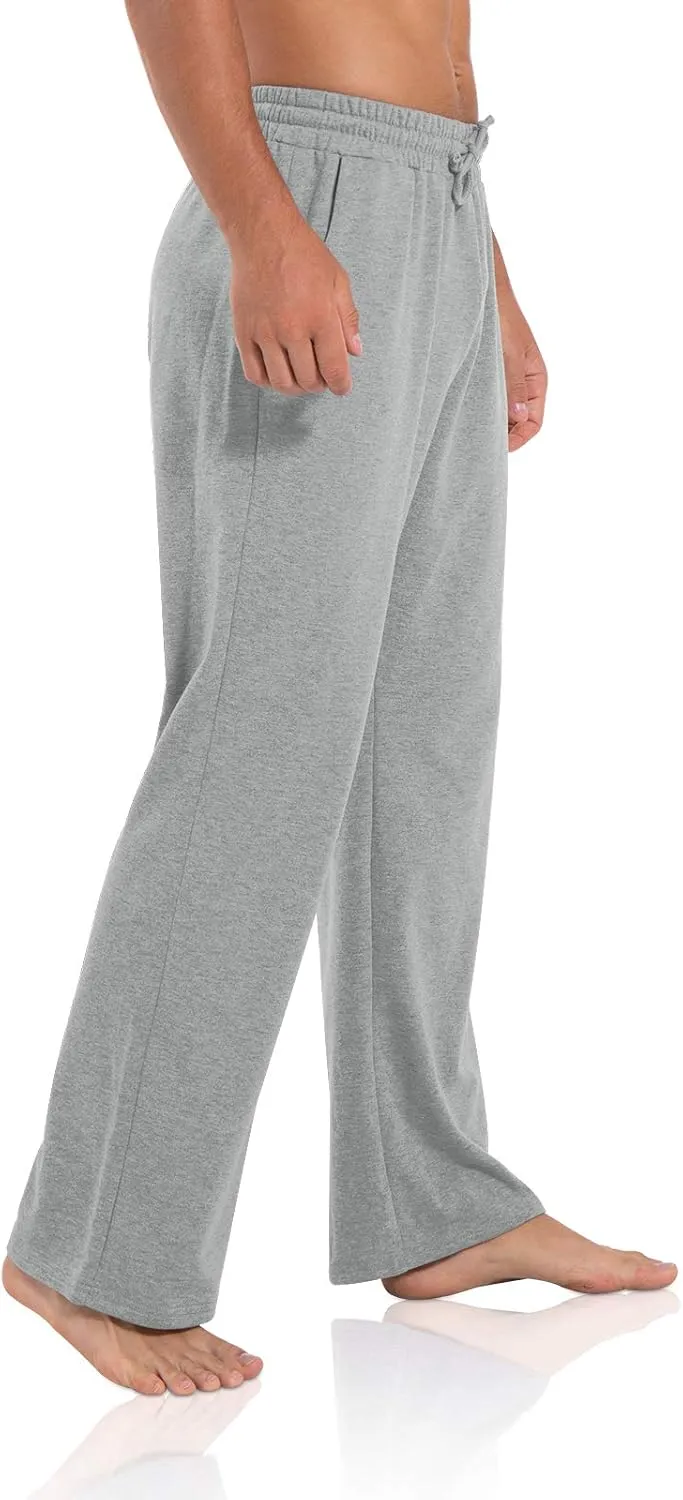 Agnes Urban Men's Joggers Sweatpants Open Bottom Straight Leg Casual Loose Fit Running Athletic Jersey Pants with Pockets
