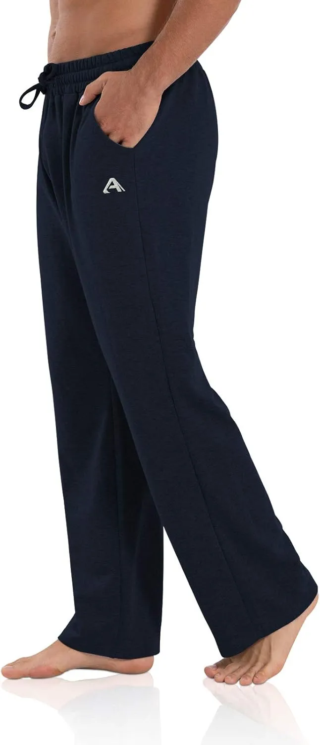 Agnes Urban Men's Joggers Sweatpants Open Bottom Straight Leg Casual Loose Fit Running Athletic Jersey Pants with Pockets