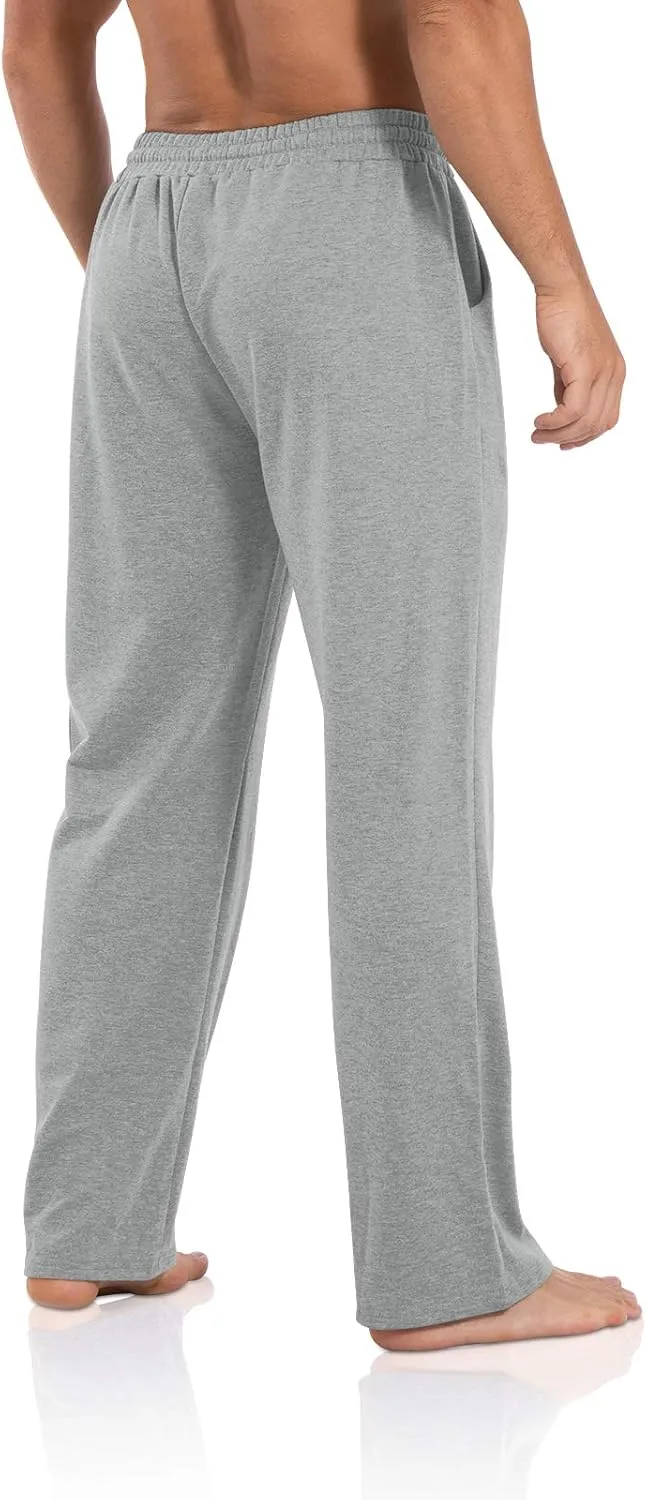 Agnes Urban Men's Joggers Sweatpants Open Bottom Straight Leg Casual Loose Fit Running Athletic Jersey Pants with Pockets