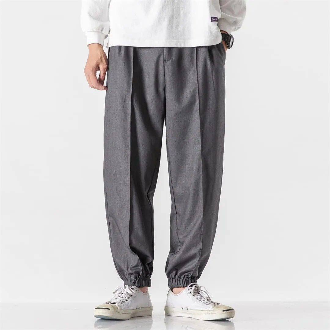 Alloaone Men Khaki Harem Pants Joggers Pants Male Soild Color Sweatpants Hip Hop Streetwear Trousers