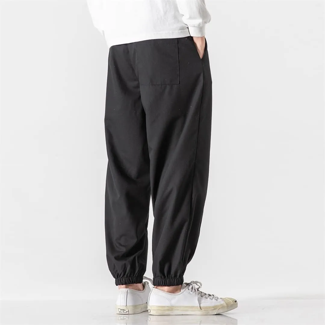 Alloaone Men Khaki Harem Pants Joggers Pants Male Soild Color Sweatpants Hip Hop Streetwear Trousers
