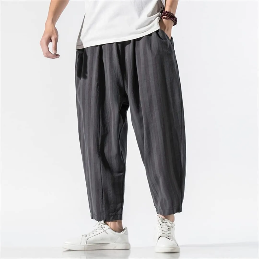 Alloaone Mens Wide Harem Pants Loose Large Cropped Trousers Wide-Legged Bloomers Ankle Length Sweatpant