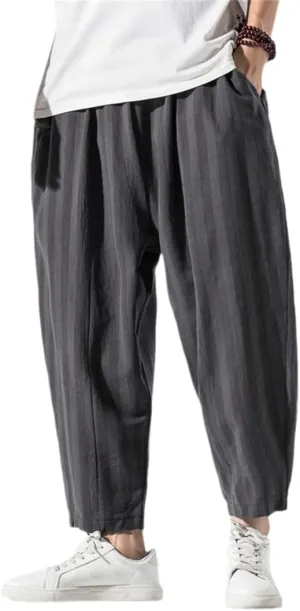 Alloaone Mens Wide Harem Pants Loose Large Cropped Trousers Wide-Legged Bloomers Ankle Length Sweatpant