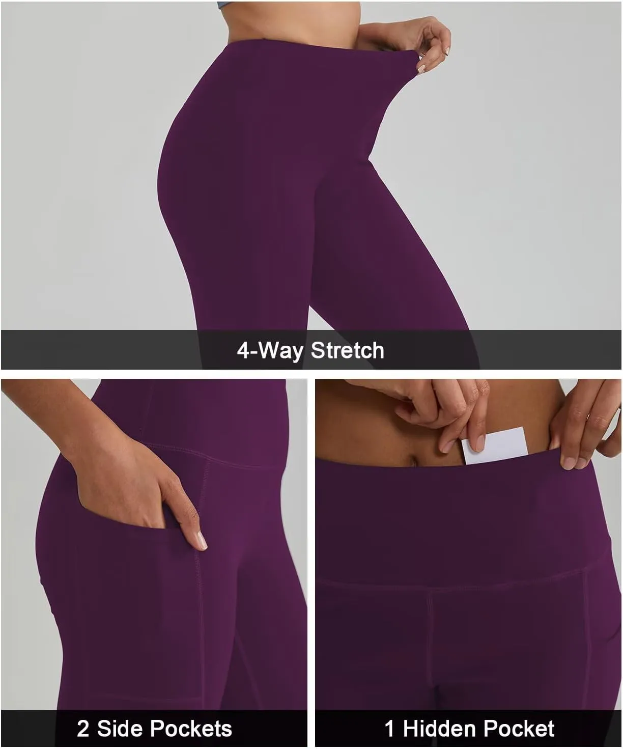 ALONG FIT High Waisted Leggings for Women with 3 Pockets, Tummy Control Yoga Pants for Workout Yoga Casual