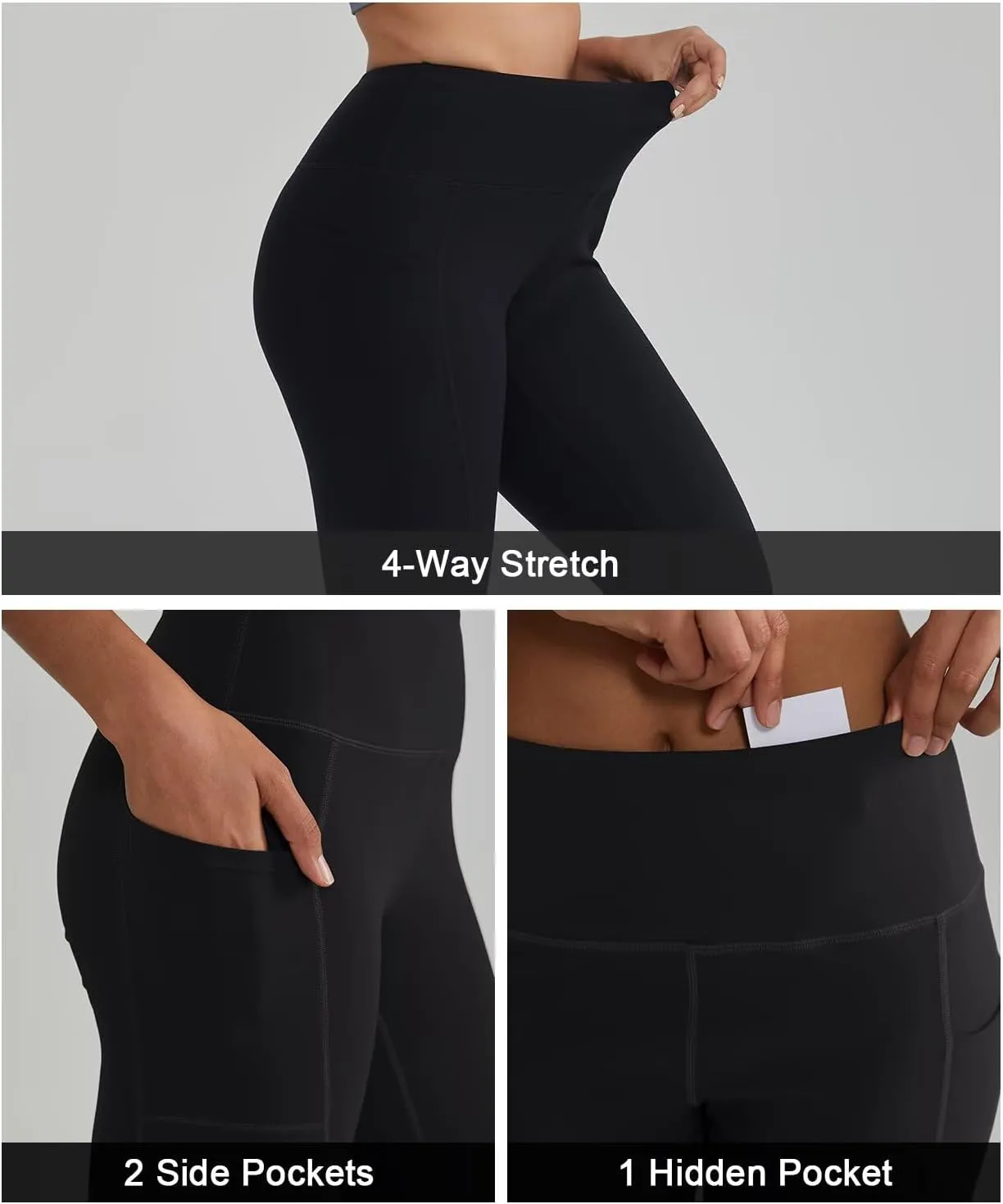 ALONG FIT High Waisted Leggings for Women with 3 Pockets, Tummy Control Yoga Pants for Workout Yoga Casual