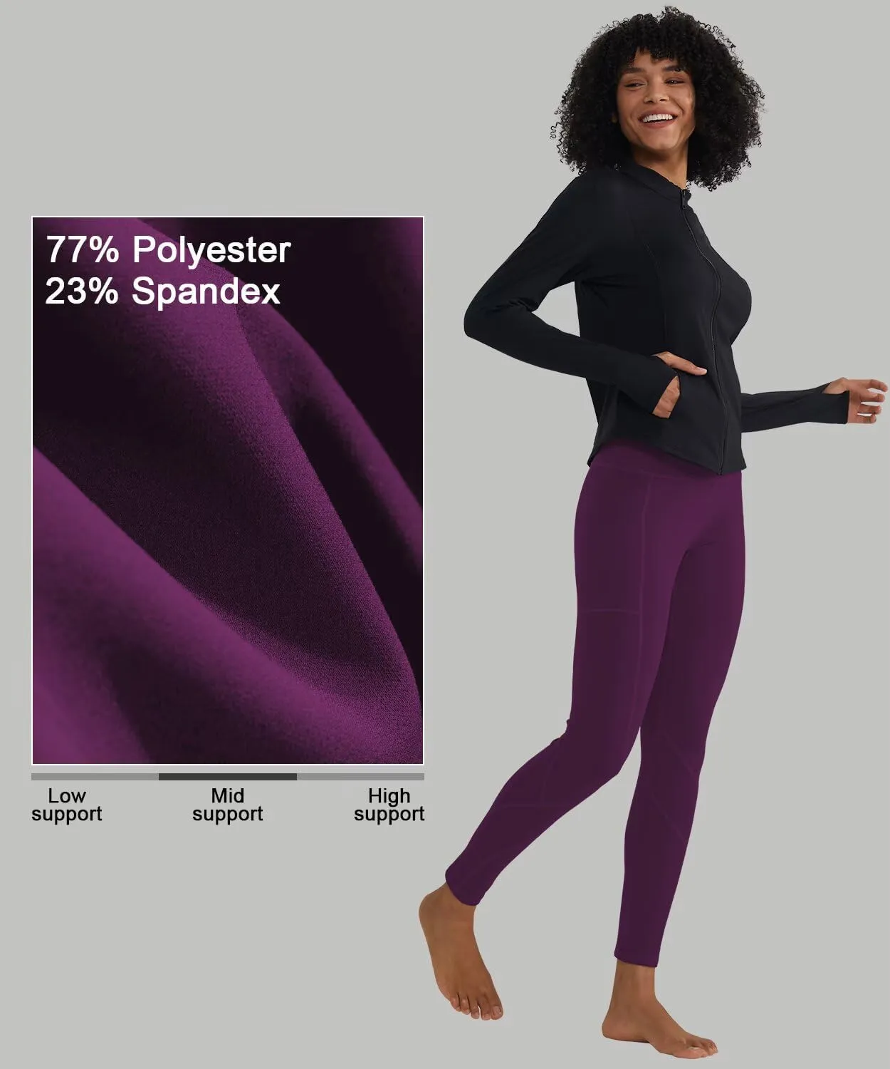 ALONG FIT High Waisted Leggings for Women with 3 Pockets, Tummy Control Yoga Pants for Workout Yoga Casual
