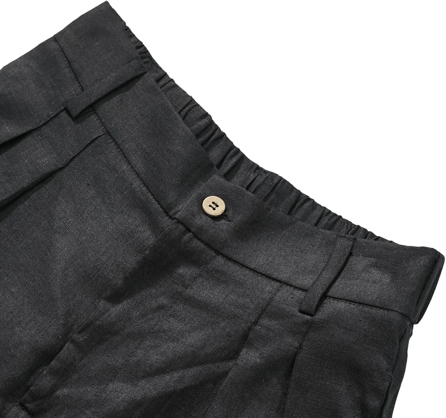 Amazhiyu Women's 100% Linen Summer High-Waisted Wide Leg Pants with Pockets
