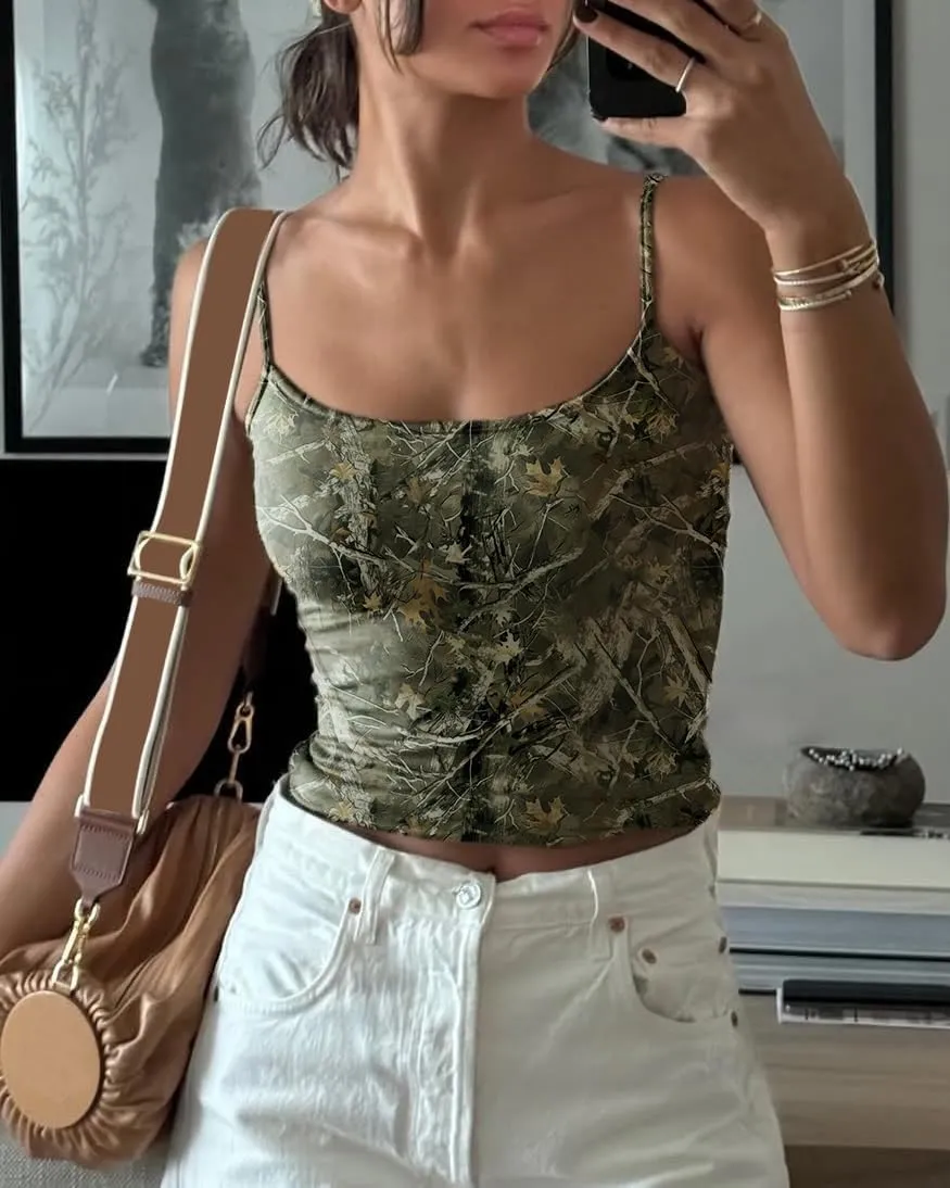 Amiblvowa Womens Sexy Lace Stretchy Corset Slim Fit Spaghetti Strap Camisole Y2k Going Out Sleeveless Tank Top Crop Tops
