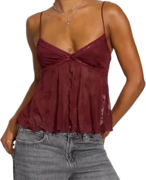 Amiblvowa Womens Sexy Lace Stretchy Corset Slim Fit Spaghetti Strap Camisole Y2k Going Out Sleeveless Tank Top Crop Tops
