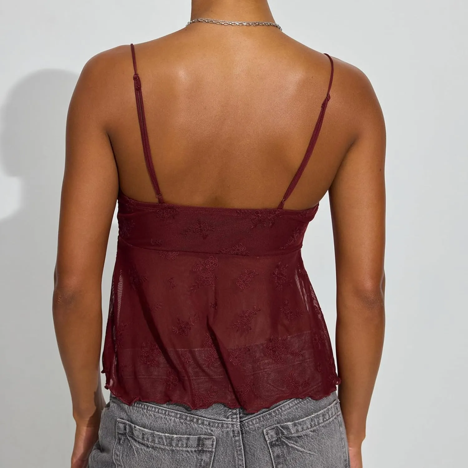 Amiblvowa Womens Sexy Lace Stretchy Corset Slim Fit Spaghetti Strap Camisole Y2k Going Out Sleeveless Tank Top Crop Tops