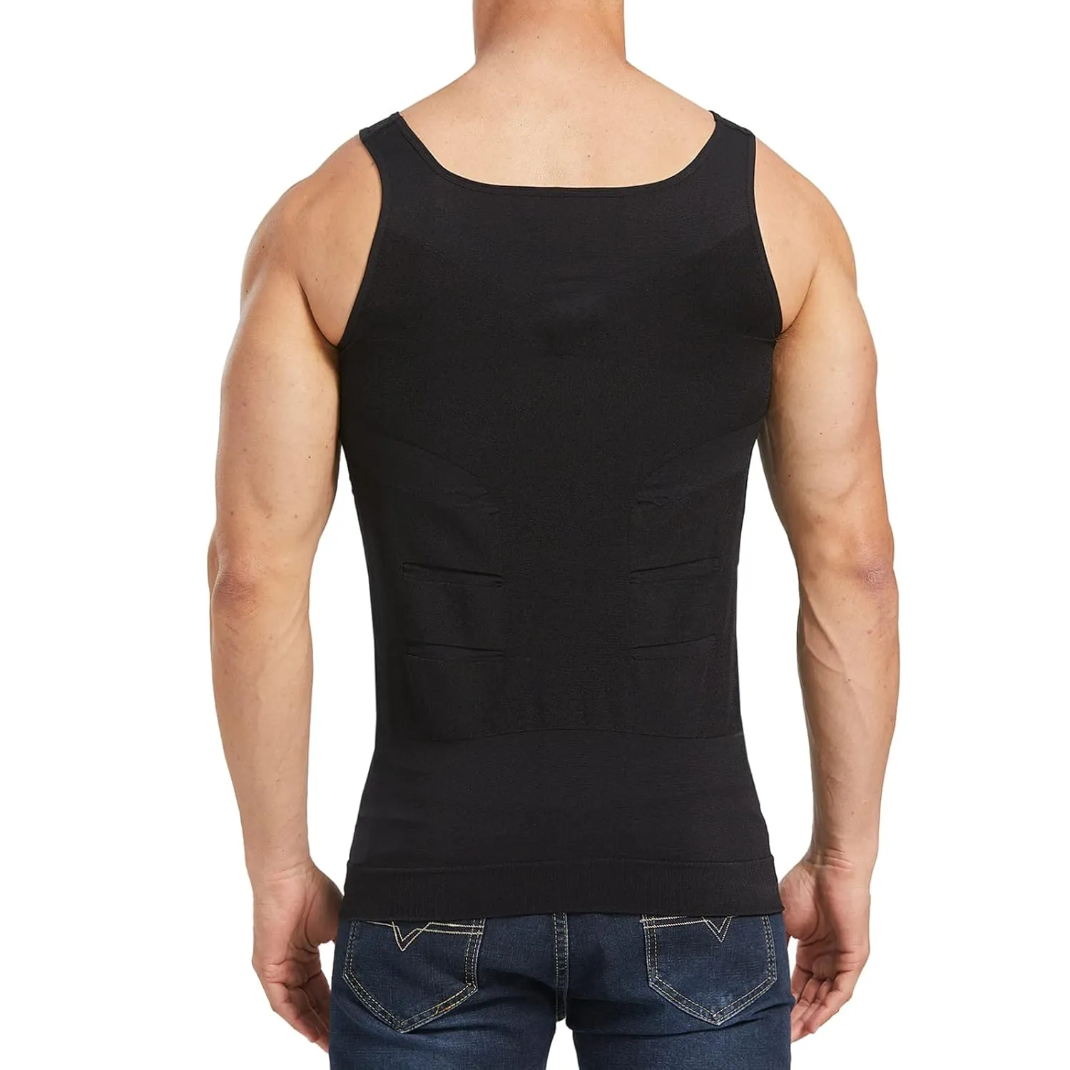 Aptoco Mens Compression Shirt Shapewear Vest Body Shaper Abs Abdomen Slim Elastic Tank Top Undershirt for Hid Men's Gynecomastia (Black, XXL)