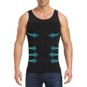 Aptoco Mens Compression Shirt Shapewear Vest Body Shaper Abs Abdomen Slim Elastic Tank Top Undershirt for Hid Men's Gynecomastia (Black, XXL)