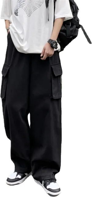 Baggy Cargo Joggers for Men Y2k Gothic Streetwear Wide Leg Cargo Pants with Pockets