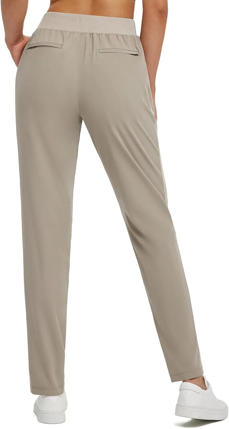 baleaf Women's Pants with Zipper Pockets Stretch Golf Pants High Waist Travel Athletic Work Casual UPF50 