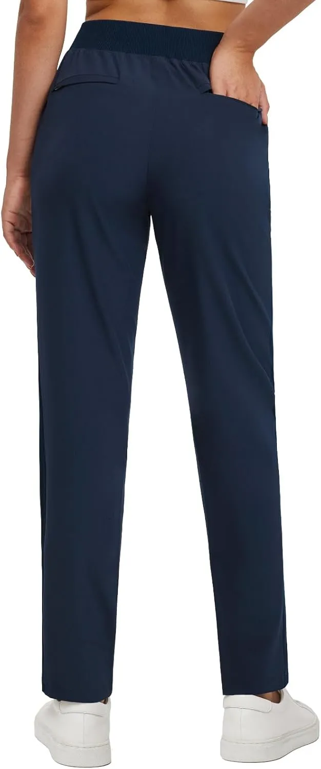 baleaf Women's Pants with Zipper Pockets Stretch Golf Pants High Waist Travel Athletic Work Casual UPF50 