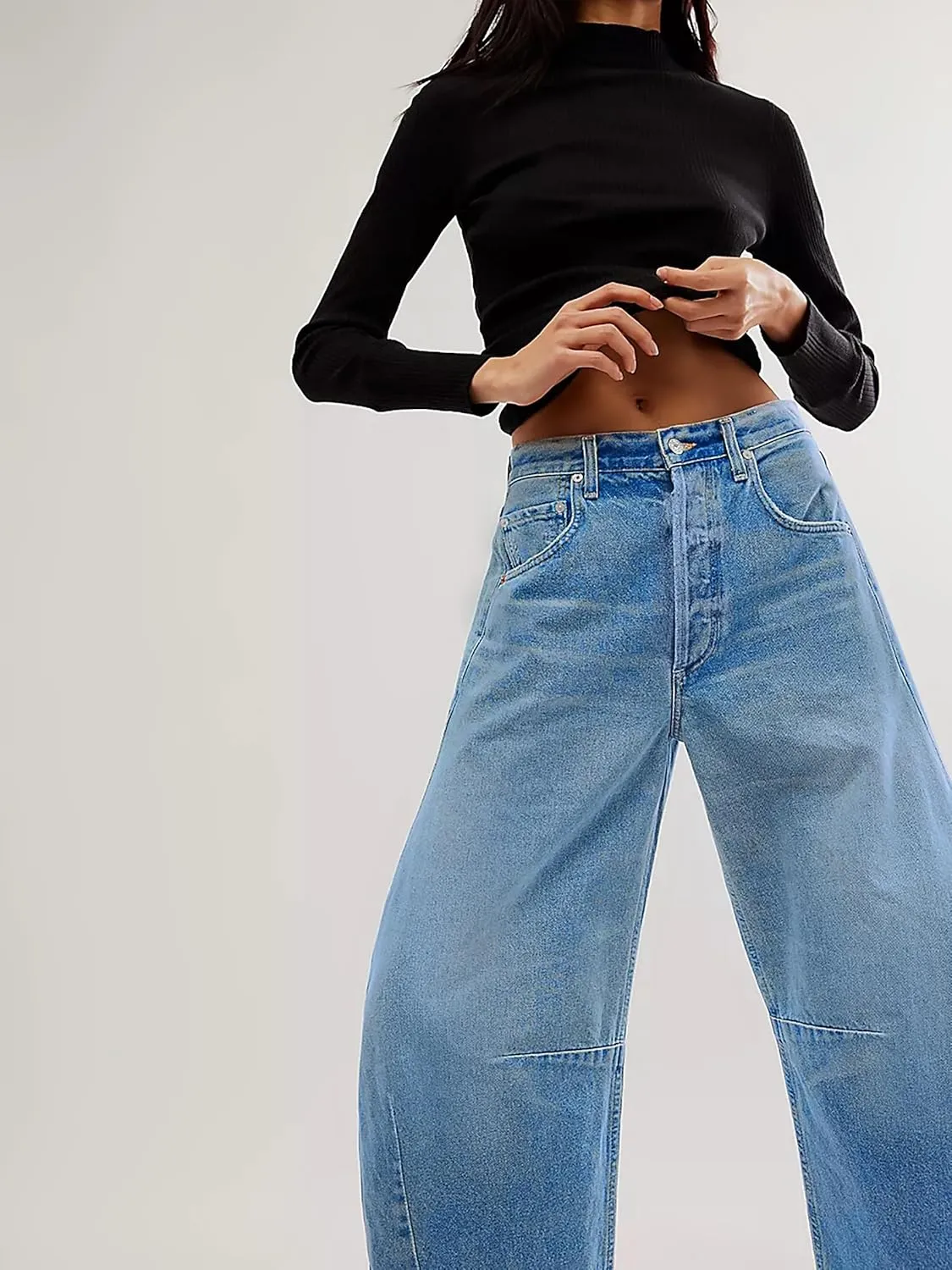 Barrel High Waisted Casual Baggy Trendy Straight Wide Leg Boyfriend Jeans