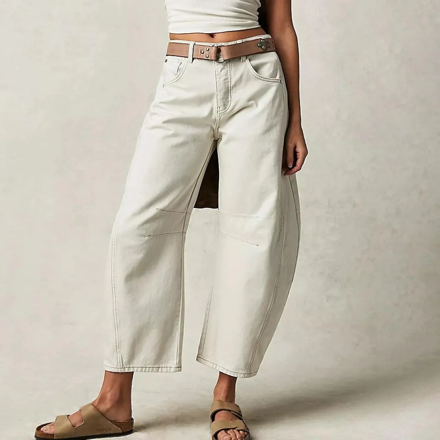 Barrel Jeans for Women Stretchy Trendy High Waisted Baggy Denim Trouser Y2K Wide Leg Boyfriend Streetwear Ankle Pants