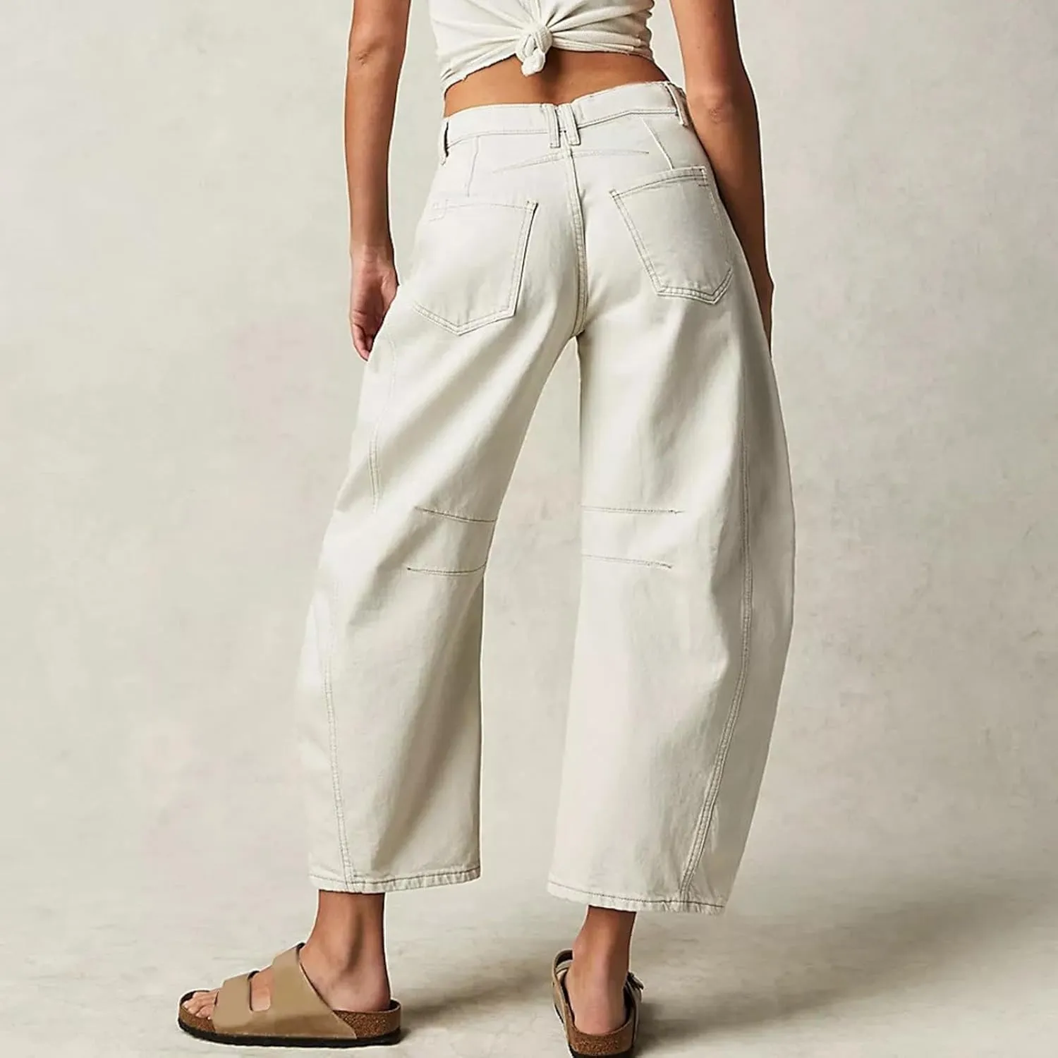 Barrel Jeans for Women Stretchy Trendy High Waisted Baggy Denim Trouser Y2K Wide Leg Boyfriend Streetwear Ankle Pants