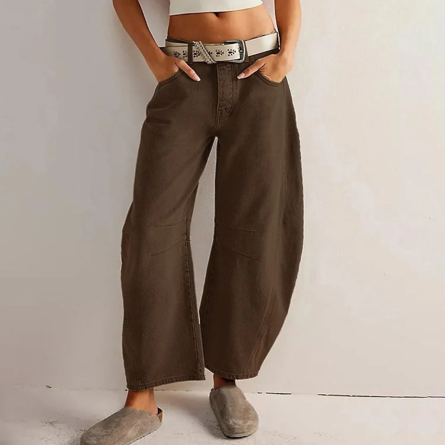 Barrel Jeans for Women Stretchy Trendy High Waisted Baggy Denim Trouser Y2K Wide Leg Boyfriend Streetwear Ankle Pants