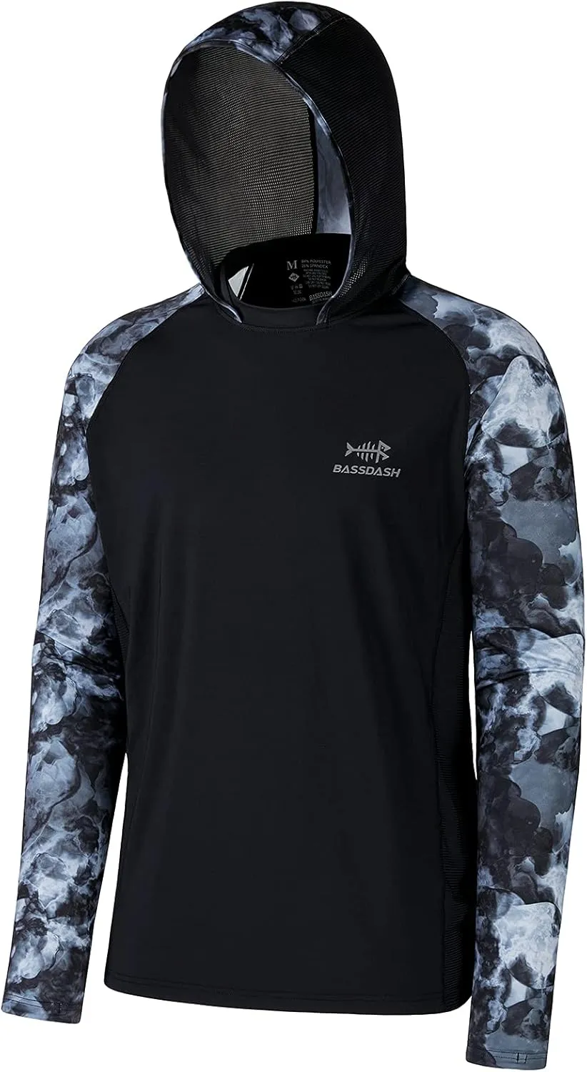 BASSDASH Mens UPF 50 Performance Fishing Shirt Cooling Hoodie Camo Long Sleeve FS17M