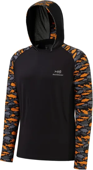 BASSDASH Mens UPF 50 Performance Fishing Shirt Cooling Hoodie Camo Long Sleeve FS17M