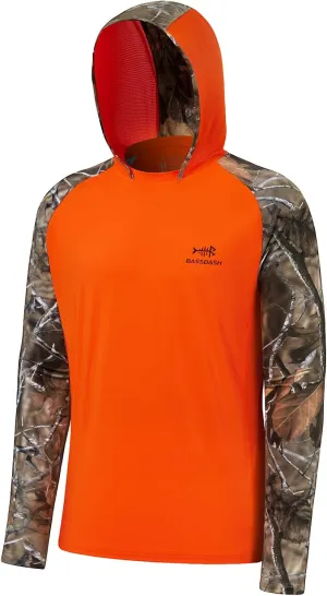 BASSDASH Mens UPF 50 Performance Fishing Shirt Cooling Hoodie Camo Long Sleeve FS17M