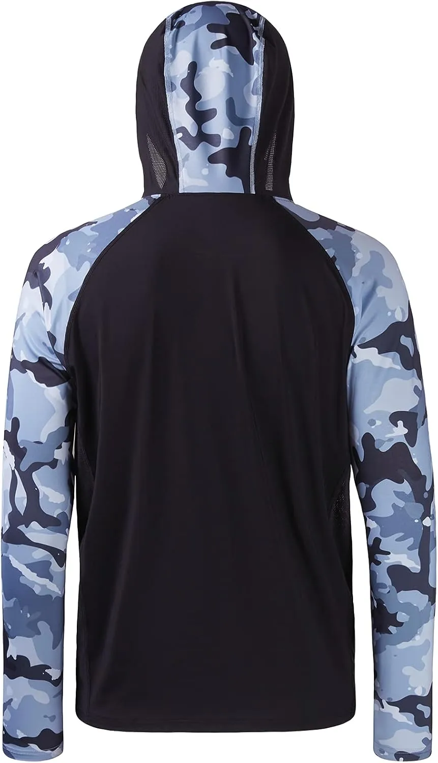BASSDASH Mens UPF 50 Performance Fishing Shirt Cooling Hoodie Camo Long Sleeve FS17M