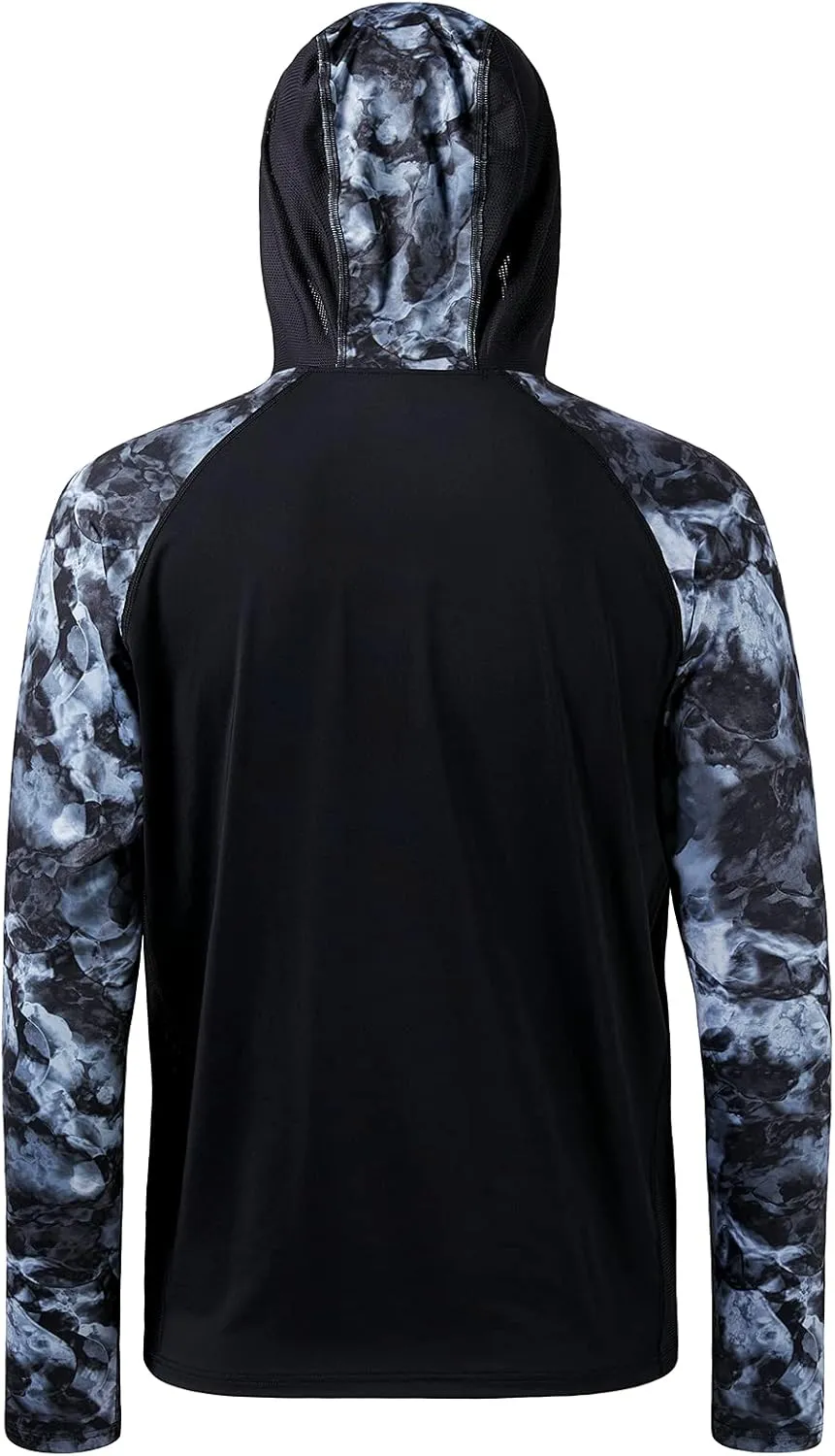 BASSDASH Mens UPF 50 Performance Fishing Shirt Cooling Hoodie Camo Long Sleeve FS17M