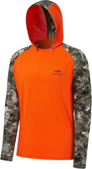 BASSDASH Mens UPF 50 Performance Fishing Shirt Cooling Hoodie Camo Long Sleeve FS17M