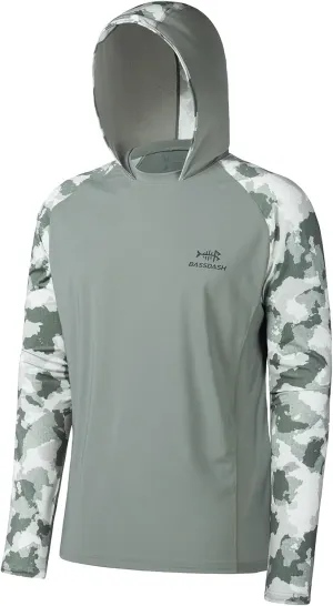 BASSDASH Mens UPF 50 Performance Fishing Shirt Cooling Hoodie Camo Long Sleeve FS17M