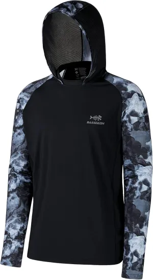 BASSDASH Mens UPF 50 Performance Fishing Shirt Cooling Hoodie Camo Long Sleeve FS17M