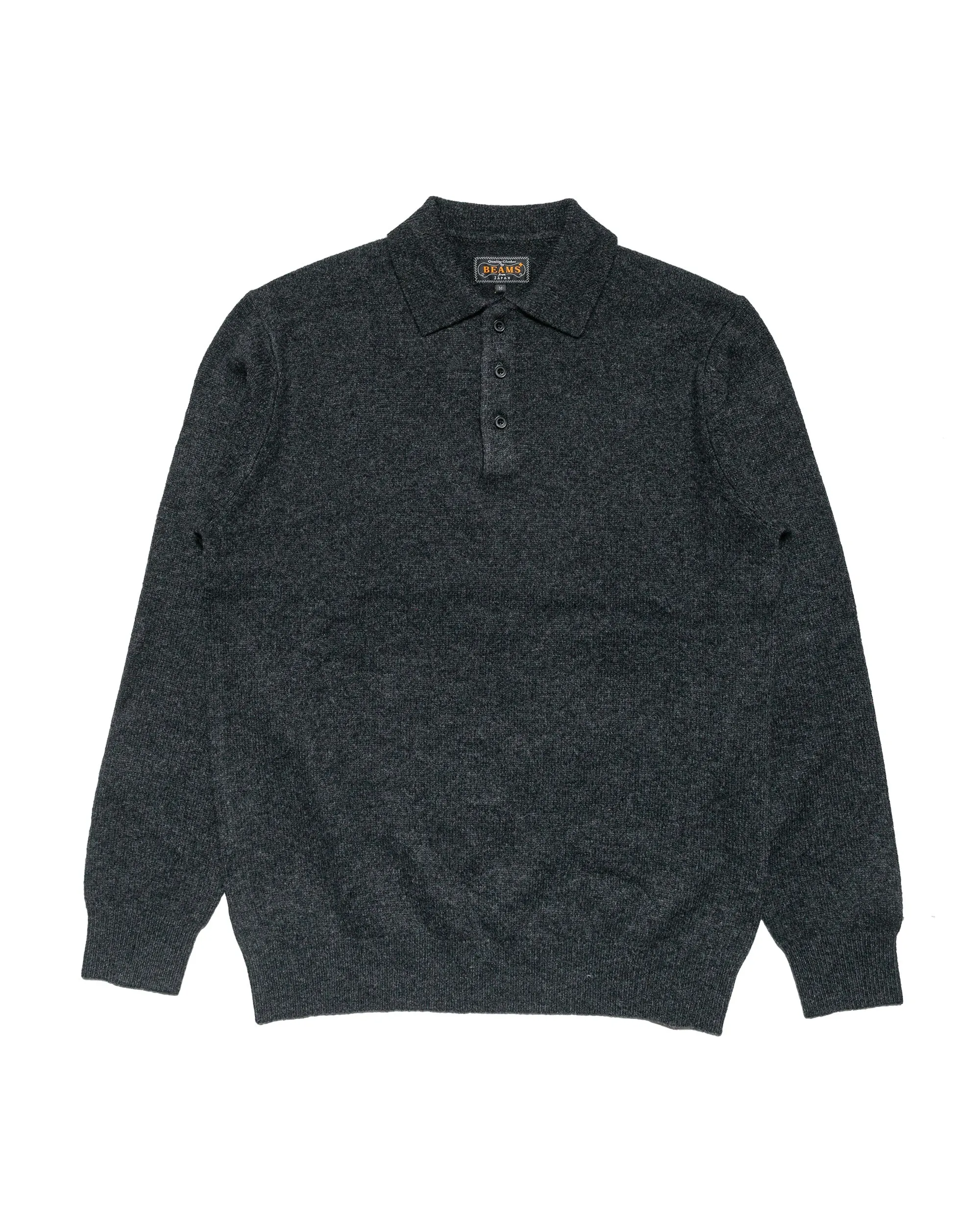 Beams Plus Knit Polo 9G Charcoal Grey