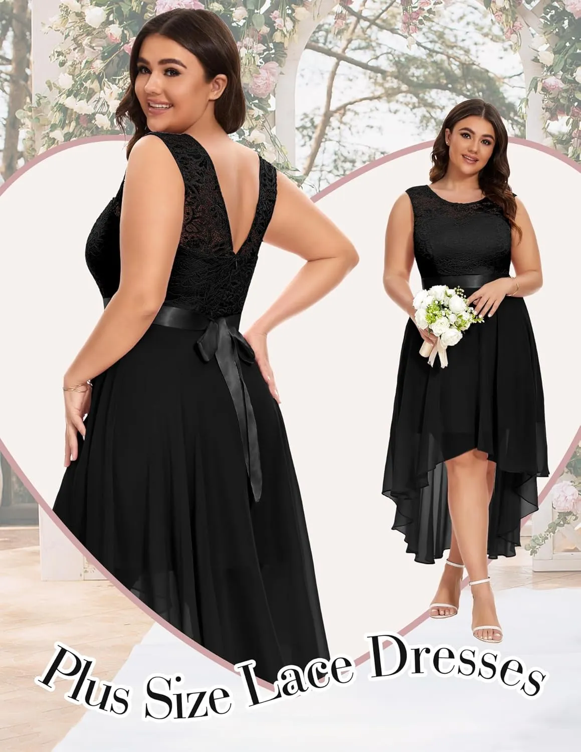 BeryLove Cocktail Prom Dresses 2025 Formal Wedding Guest Dresses Sleeveless Lace High Low Homecoming Dress